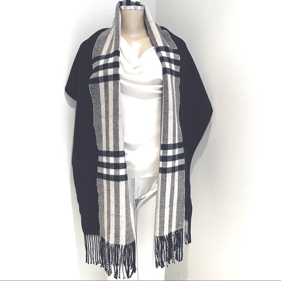 Burberry Accessories - BURBERRY LONDON HELENE REVERSIBLE  2 POCKETS SCARF / WRAP.